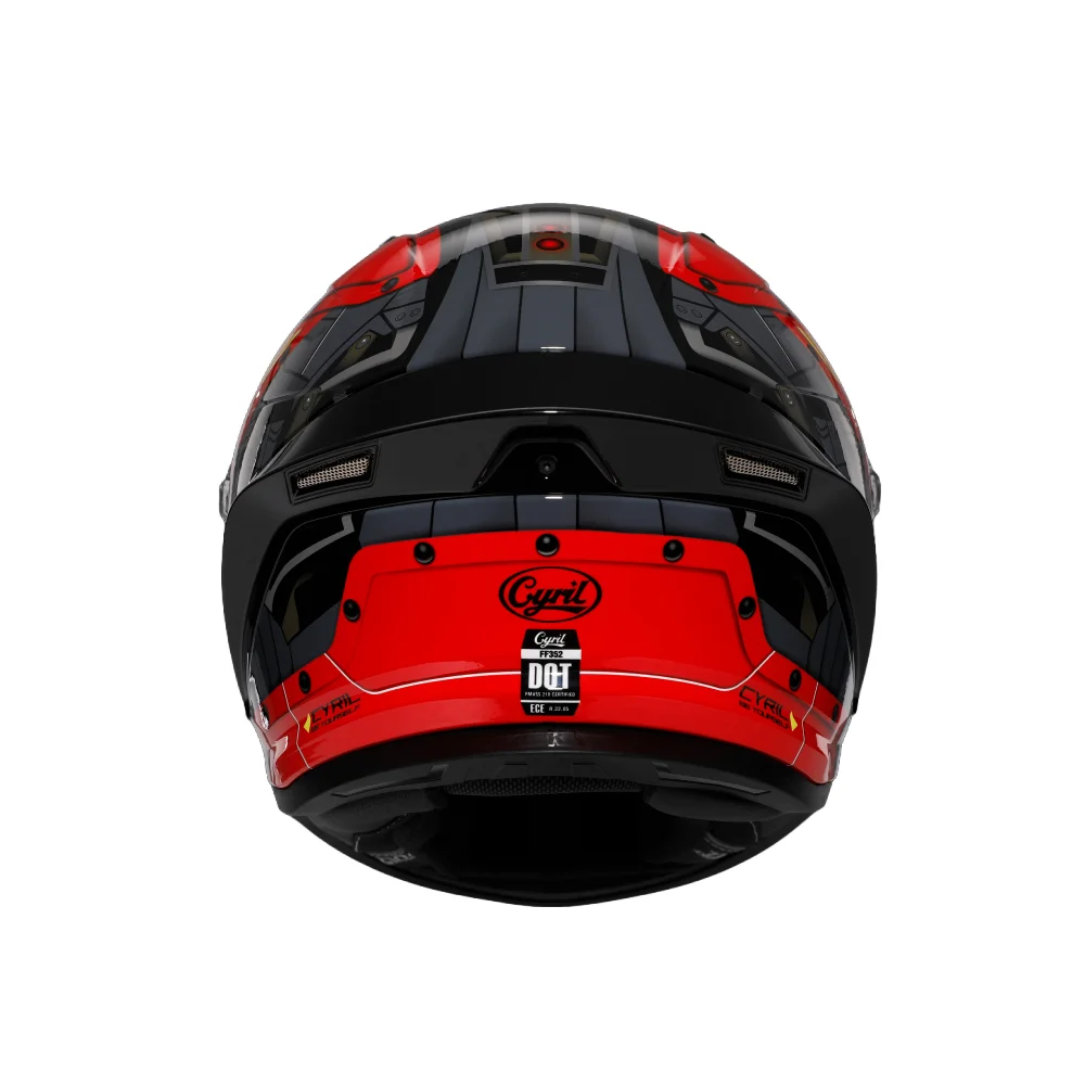 Red Black Cyril Helmet Top Motorcycle