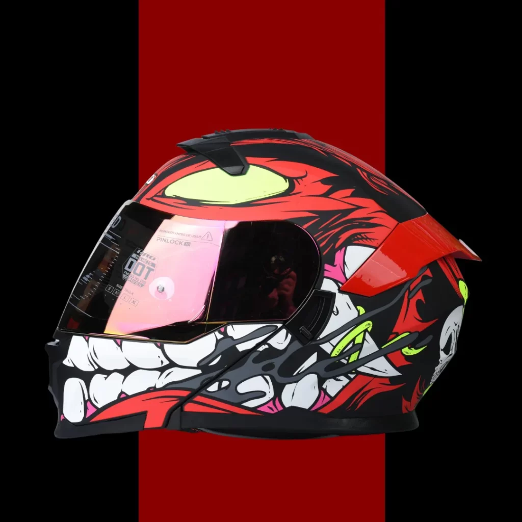 Red Black Monster Skull Helmet Motorcycle
