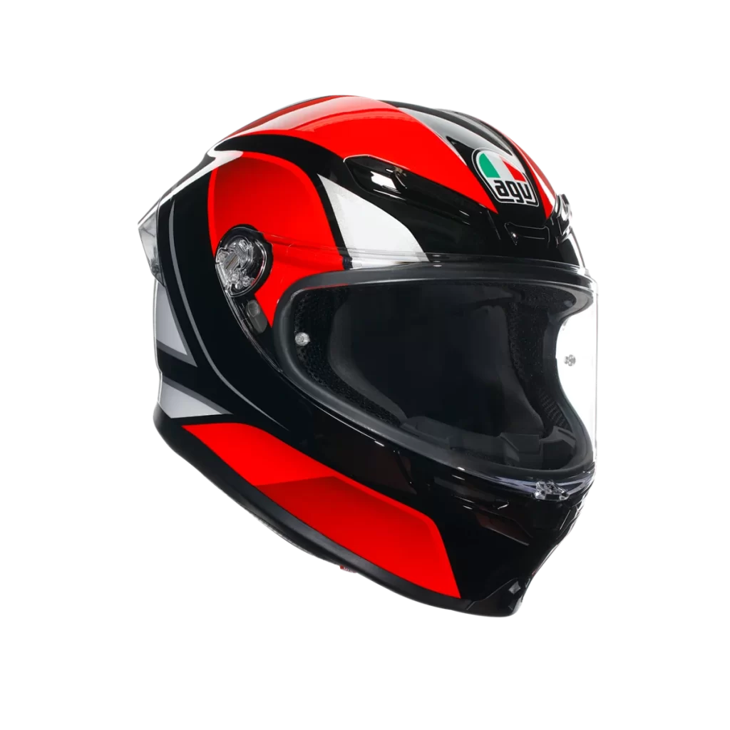 Red Black White Helmet Front View