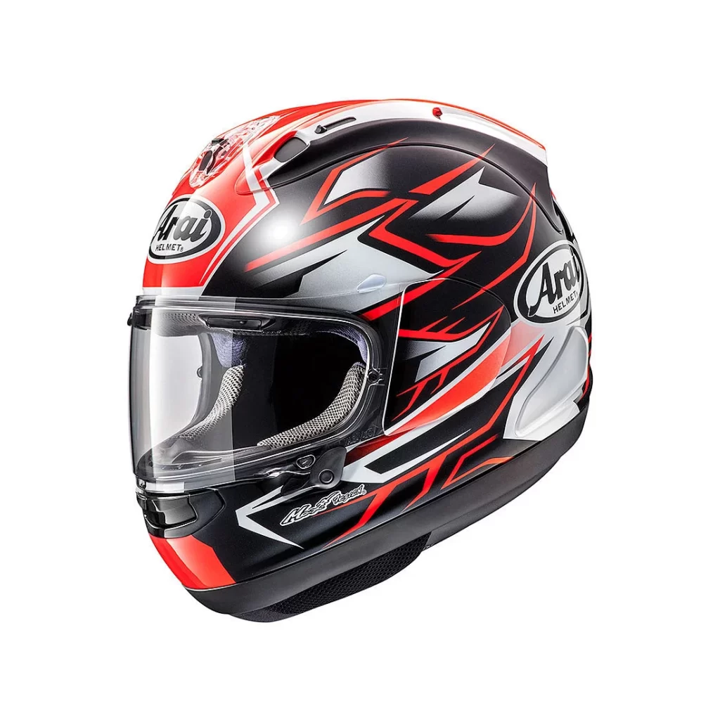 Red Black White Arai Helmet Front Motorcycle