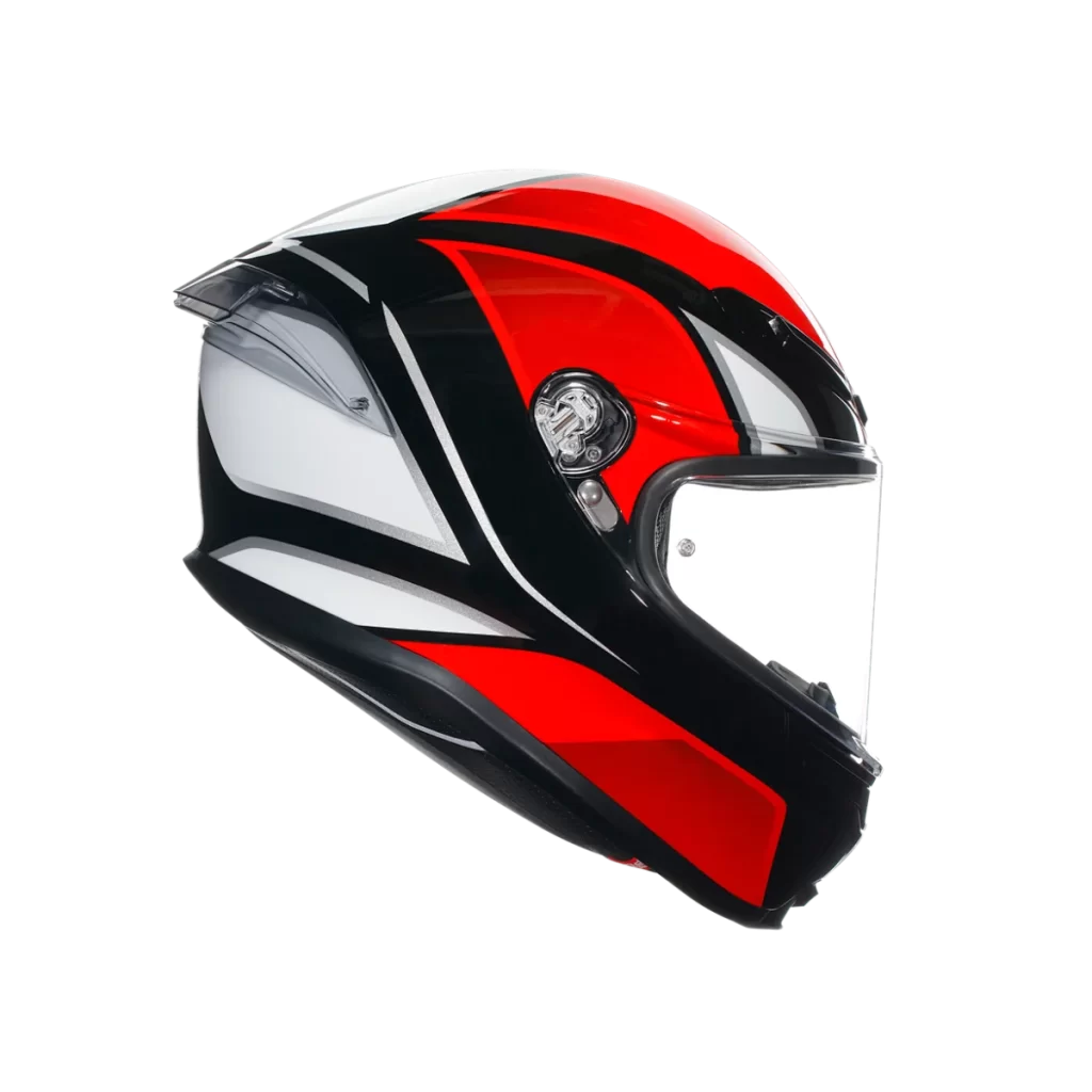 Red Black White Helmet Side Angle