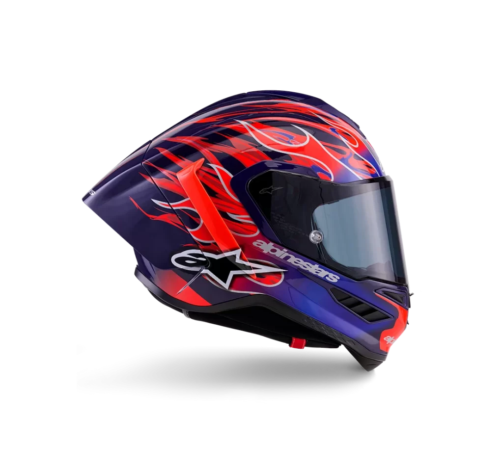 Red Blue Flames Alpinestars Helmet Motorcycle