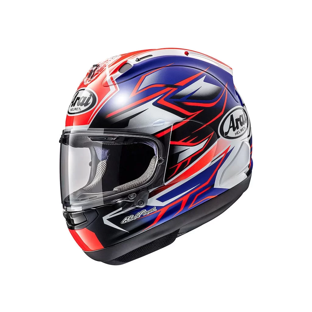 Red Blue Arai Helmet Front Motorcycle