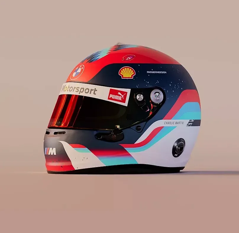 Red Blue White Helmet Side Motorcycle