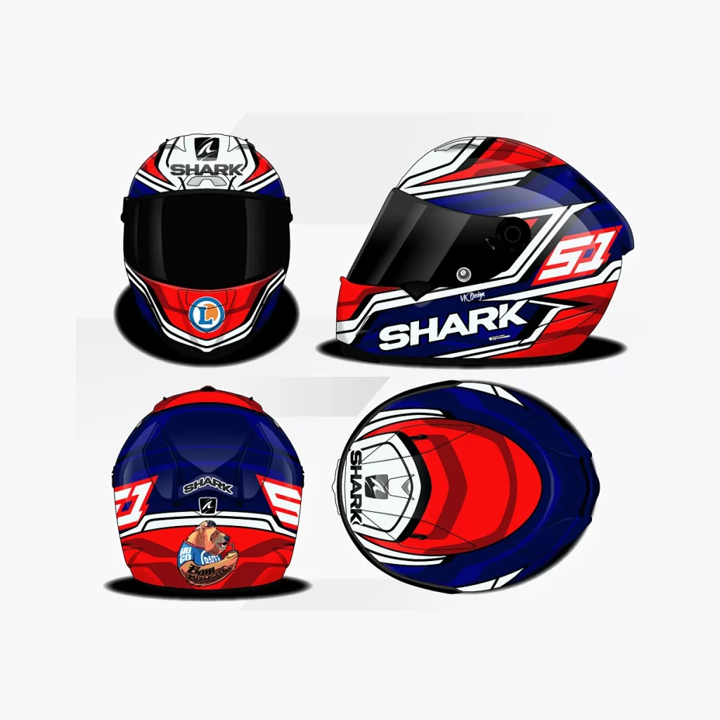 Red Blue White Shark Helmet Motorcycle