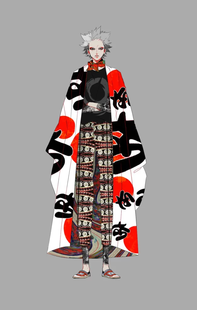Red Circle Pattern Kimono