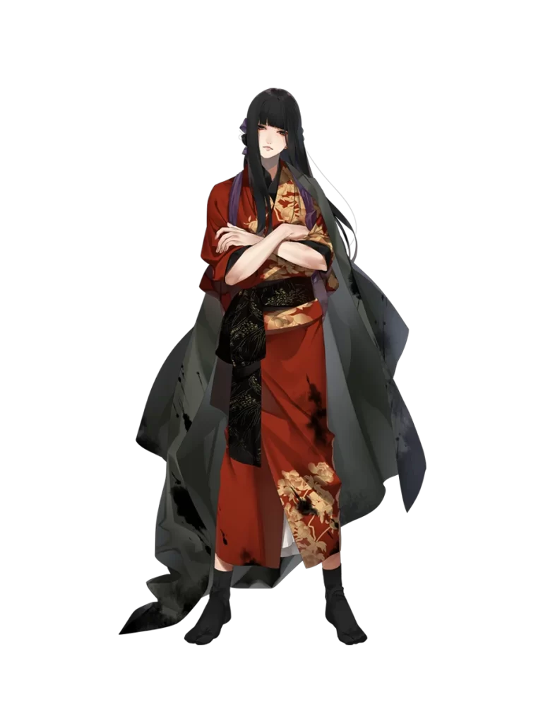 Red Floral Kimono Black Obi Elegant Ceremonial
