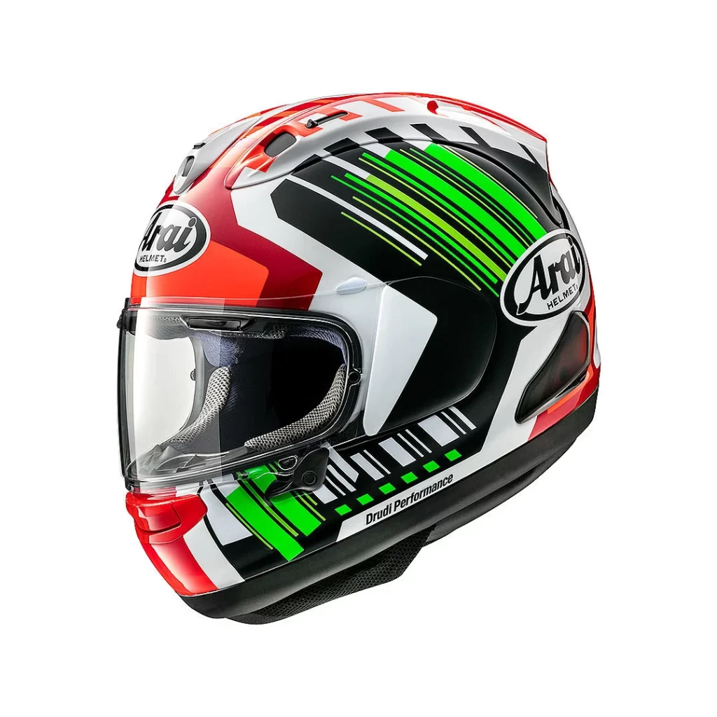 Red Green Black Stripes Arai Helmet Motorcycle