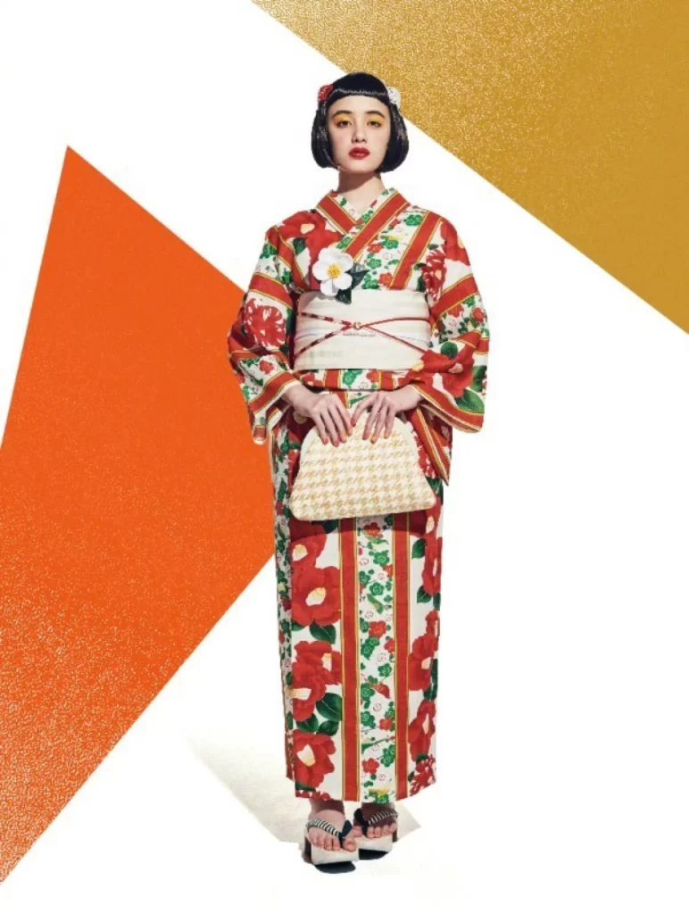 Red Green Floral Kimono