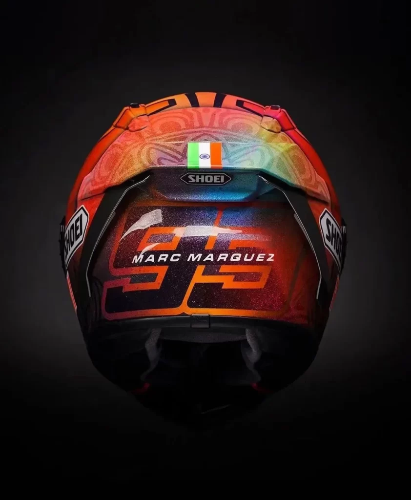 Red Orange Rainbow Shoei Helmet Motorcycle