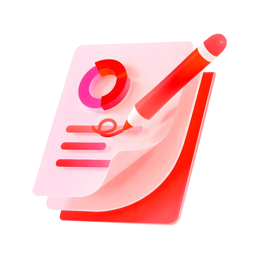 Red Pencil Pink Paper Pie Chart