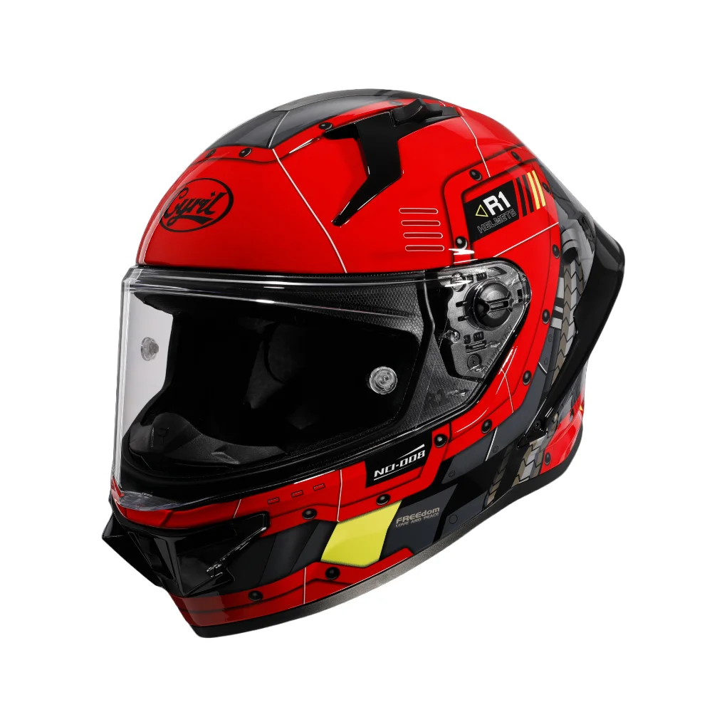 Red Star Yellow Arai Helmet Front Motorcycle