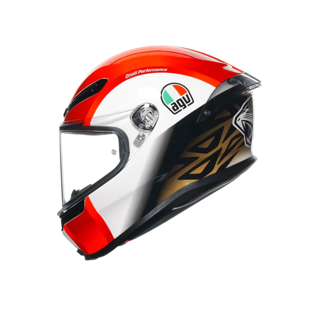 Red White Black Gold Racing AGV Helmet