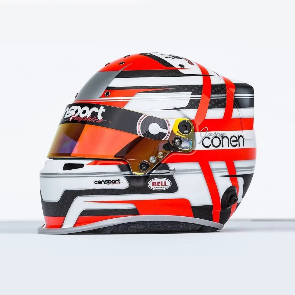Red White Black Racing Bell Helmet Motorcycle