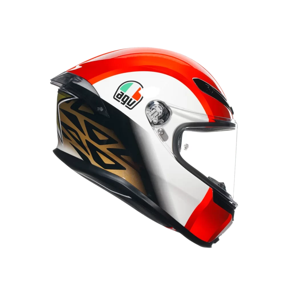 Red White Gold Helmet Front View