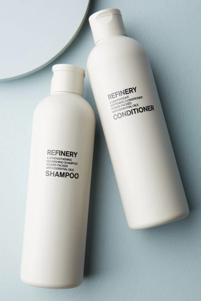 Refinery Shampoo Conditioner Bottle White Simple Haircare