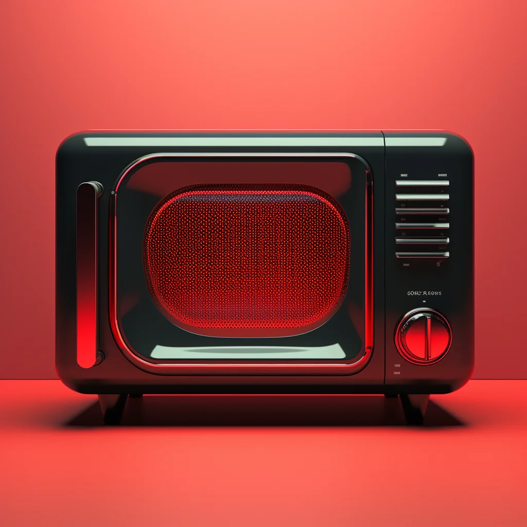 rendering oven design functional red industrial product photography microwave retro 3D black