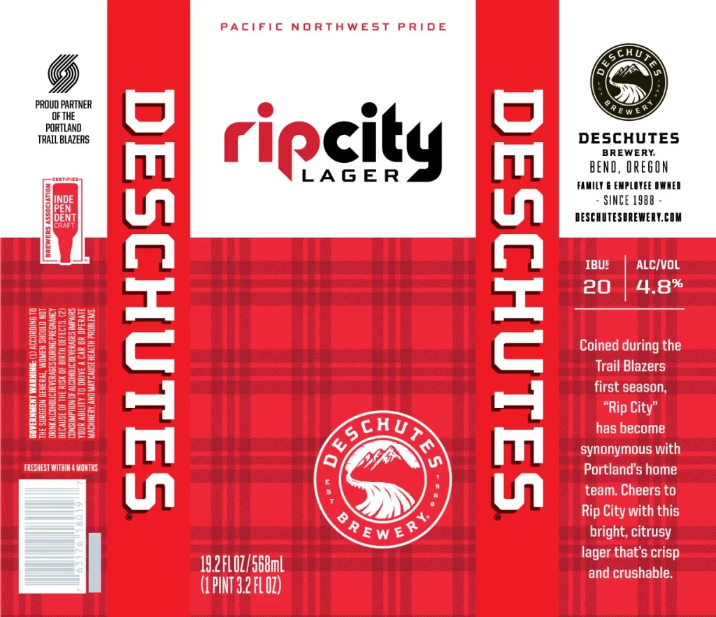 Rip City Lager Red White Packaging