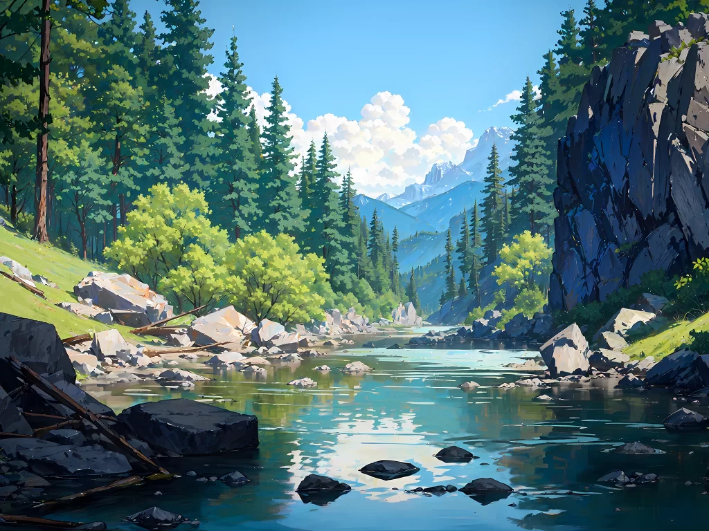 River Greenery Blue Nature