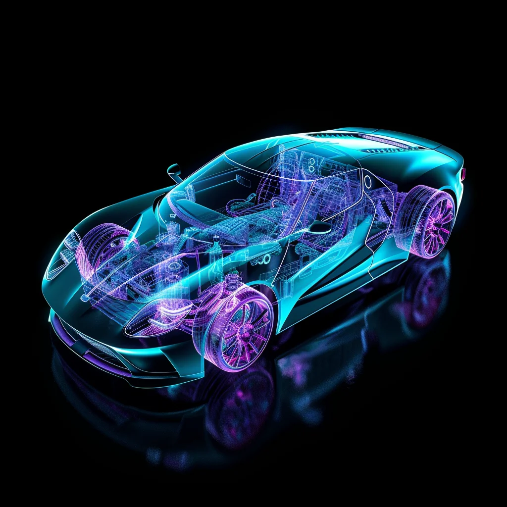 roadster transparent sports blue structure purple 3D car