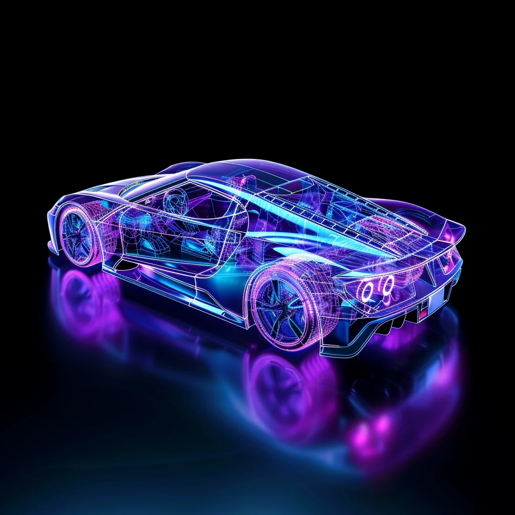 roadster transparent sports structure car blue 3D