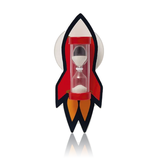 Rocket Hourglass Timer Glass Red White Black