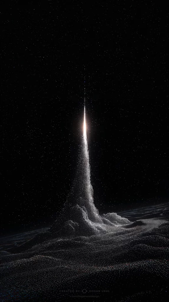 Rocket Launch Black White Futuristic