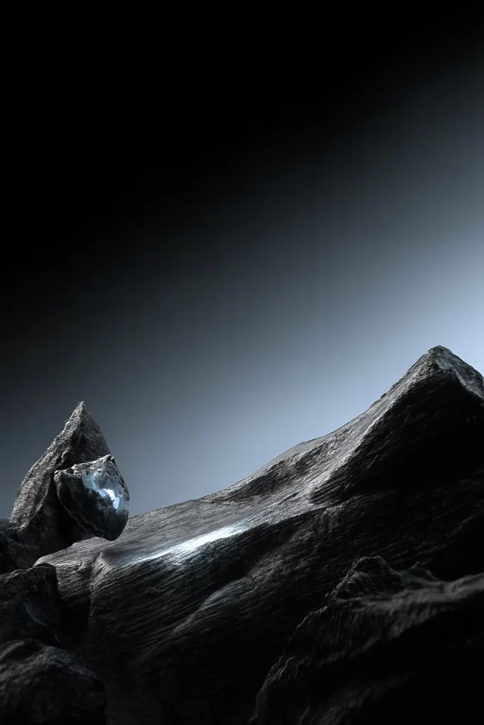 Rocky Terrain Dark Blue Surreal