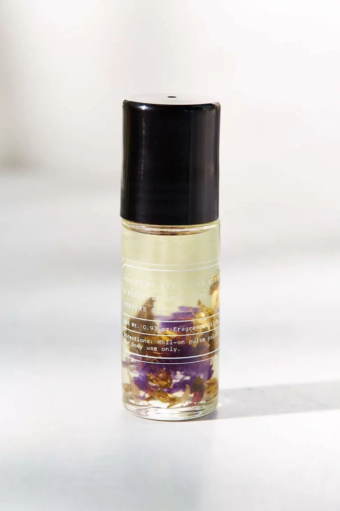 Roll-On Bottle Glass Black Floral Design Fragrance Oil
