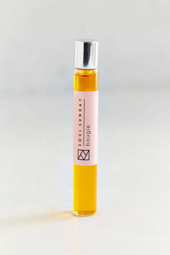 Roll-On Perfume Glass Amber Pink Label