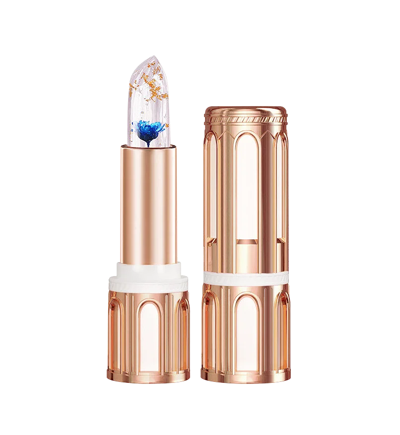 Rose Gold Lipstick Blue Flower Crystal