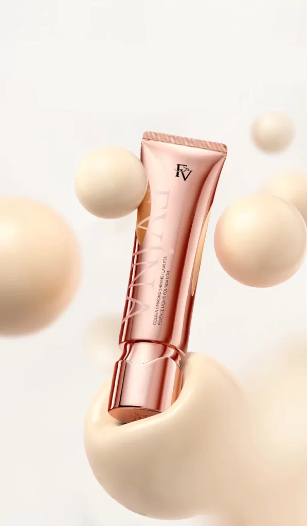 Rose Gold Tube Creamy Beige Spheres