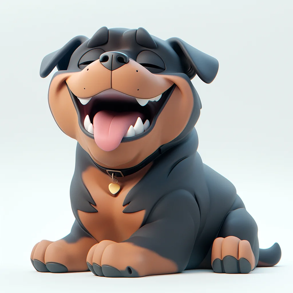 Rottweiler smile cartoon dog cute C4D box 3D popmart sit toy blind