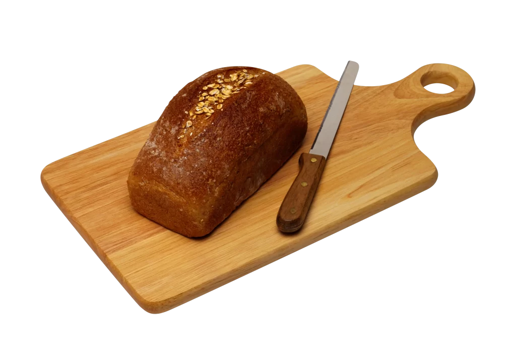 Rye Bread Grainy Crusty Brown Wooden Board Knife