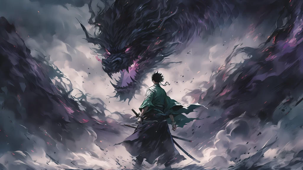Samurai Dragon Dark Purple Fantasy Epic