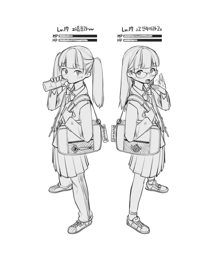 School Girl Drinking Water Everyday Life
