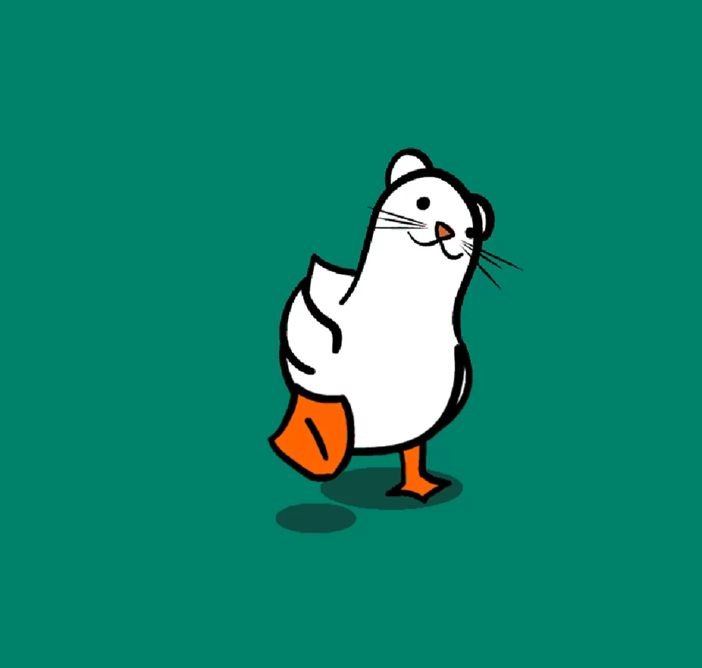 Seal White Orange Green Cartoon
