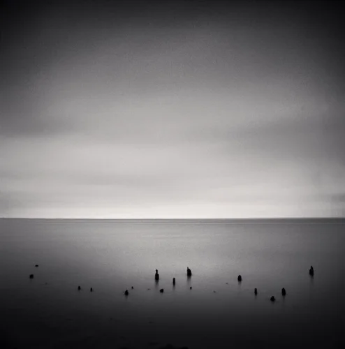 Seascape Minimalist Serene Mysterious High Contrast