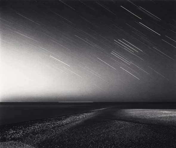 Seascape Star Trails Minimalist High Contrast Mysterious