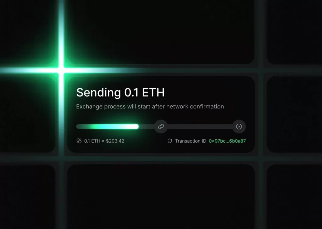 Sending ETH Exchange Process Network Confirmation