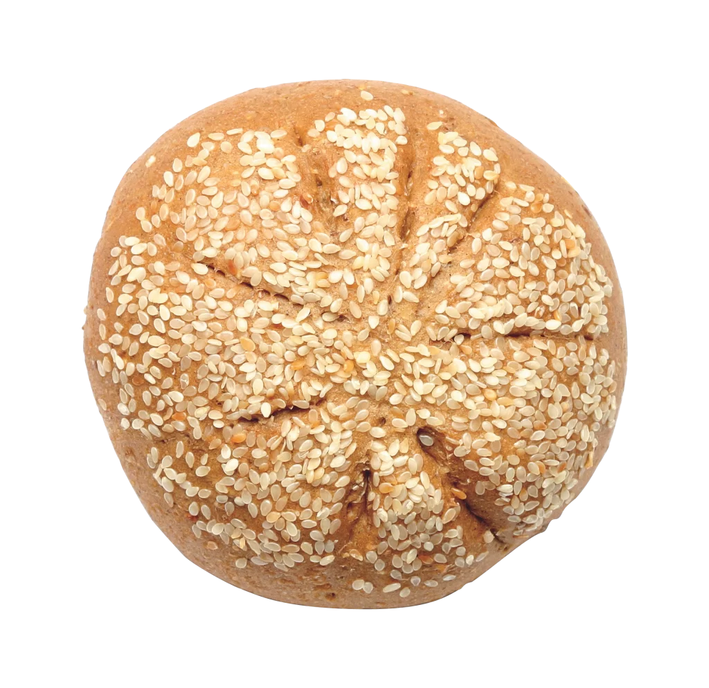 Sesame Roll Round Brown Crusty Freshly Baked