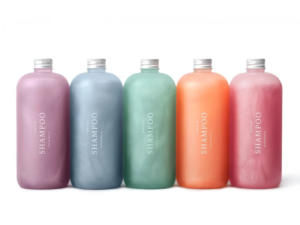 Shampoo Bottle Plastic Pastel Colors Minimalist Design Haircare