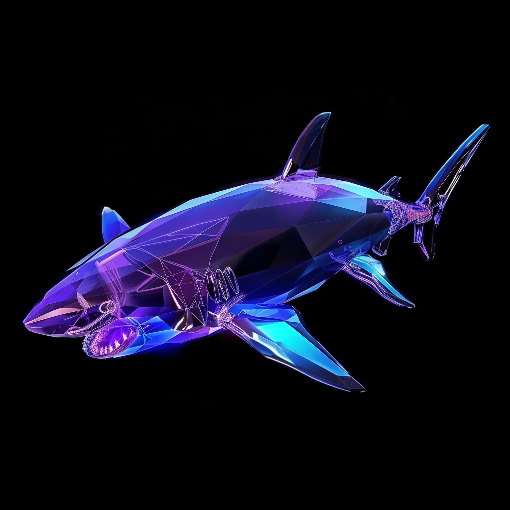 shark digital art futuristic transparent neon 3D