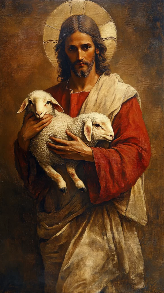 Sheep Shepherd Halo Red White