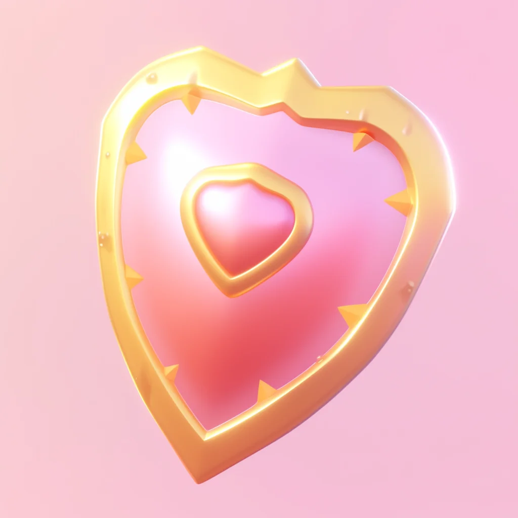 shield golden 3D icon game cartoon cute lovely