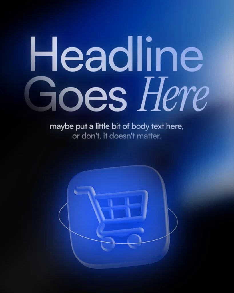 Shopping Cart Blue Text Headline