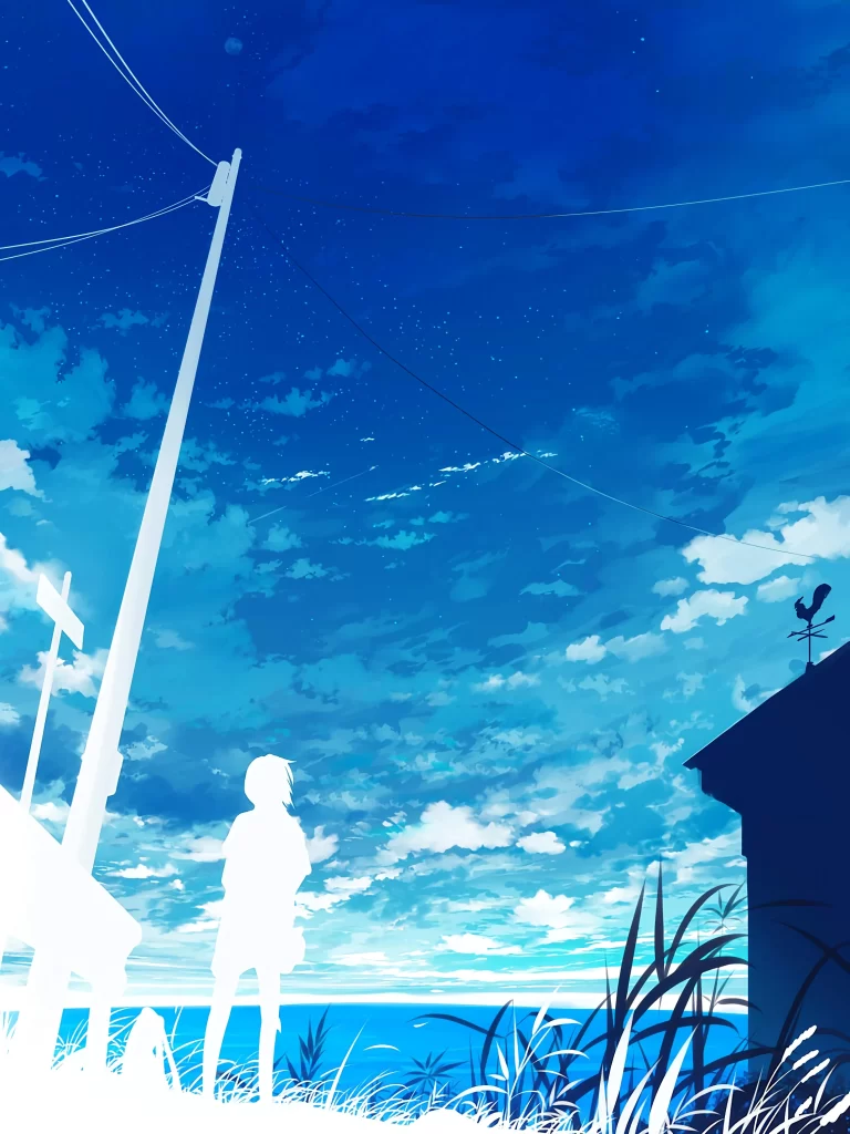 Silhouette Blue Sky Clouds Moon