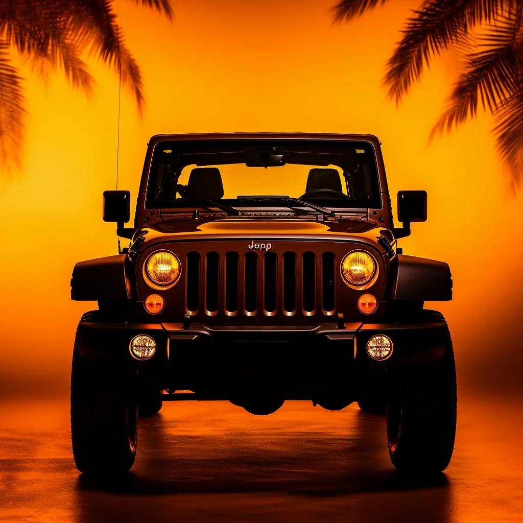 silhouette JEEP orange yellow wrangler front photography