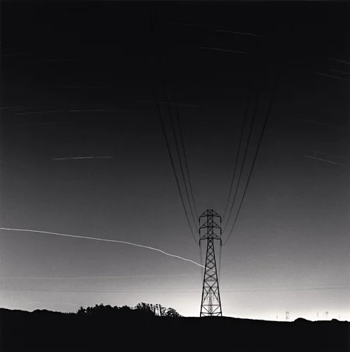 Silhouette Power Lines Minimalist High Contrast Landscape