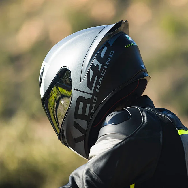 Silver Black Racing AGV Helmet Motorcycle